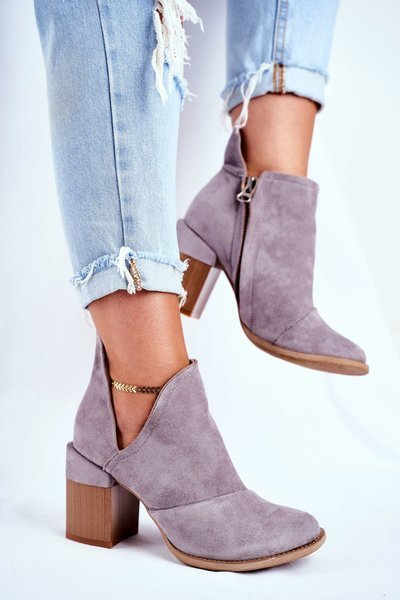 Damen Stiletto Stiefel Grau Ausschnitt Meliori