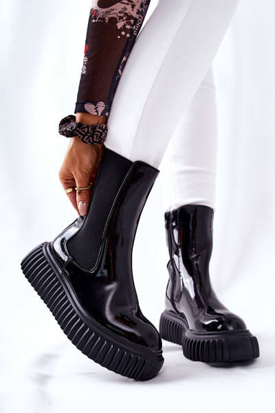 Bottines montantes à plateforme Noir Sereia