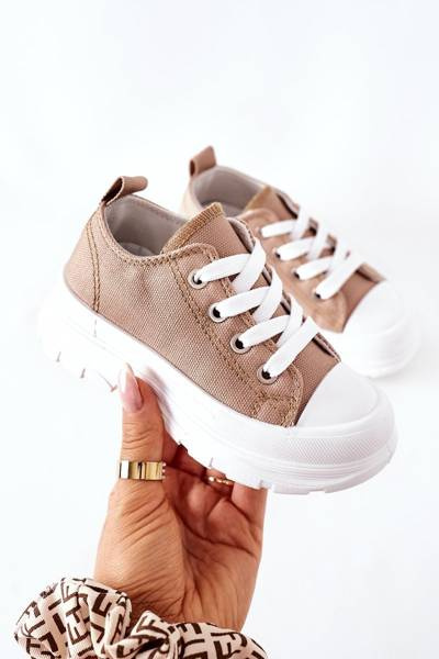 Adidașii pentru copii pe o platformă Beige Timp de călătorie