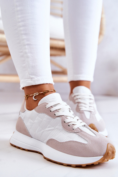 Klassische gestufte Sportschuhe Weiß und Beige Patrice
