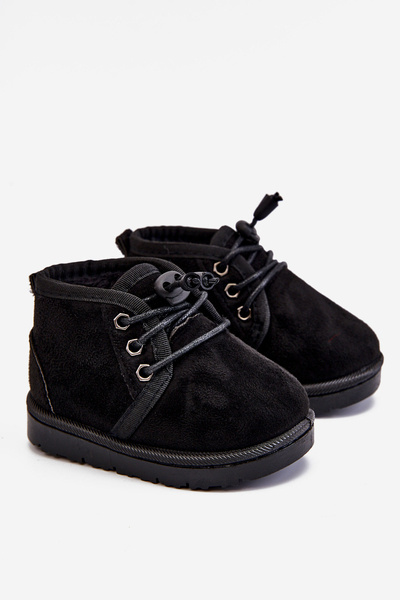 Bottes De Neige À Lacets Pour Enfants Isolées Avec Fourrure Noir Hunter