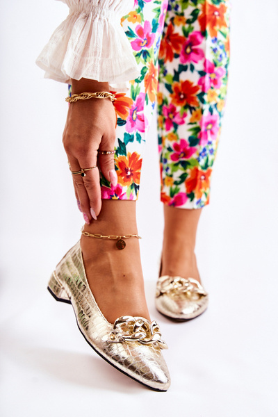 Leather Laquered Snakeskin Pumps Gold Elissabeth