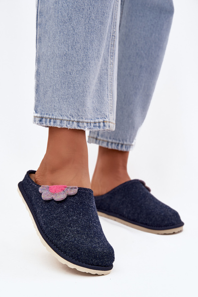 Chaussons pour femmes avec fleur Inblu CS000043 bleu marine
