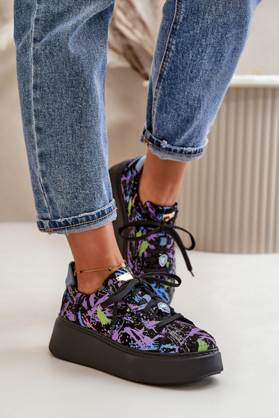 Chaussures de Sport en Cuir à Plateforme Violet Maciejka 06191-05