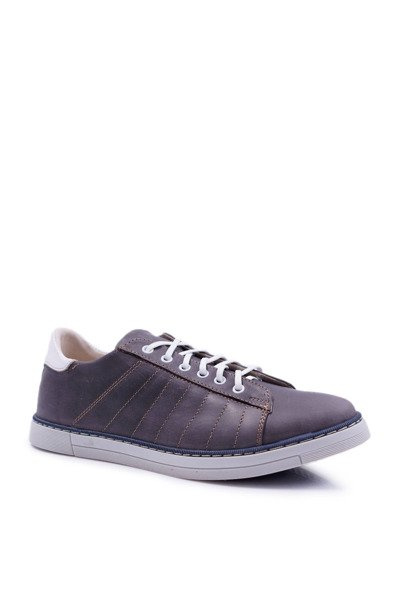 Herren Bednarek Leder Sportschuhe Grau Salvatore