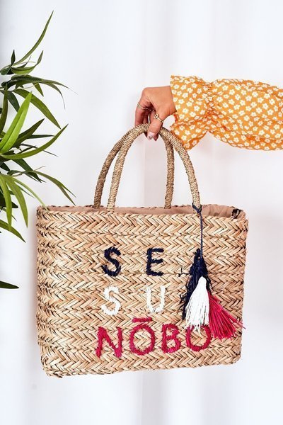 Sac de plage Shopper tressé NOBO XK00410 Beige
