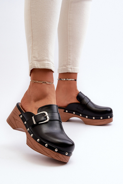 Sandales Claquettes Femme avec Boucle Noir Seprilla