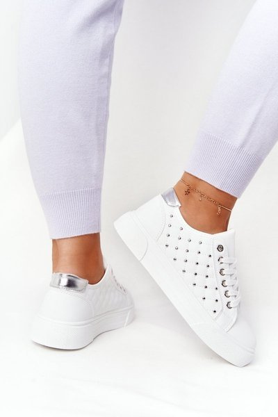 Baskets Femme Avec Matelassé Fondness Blanc-Argent