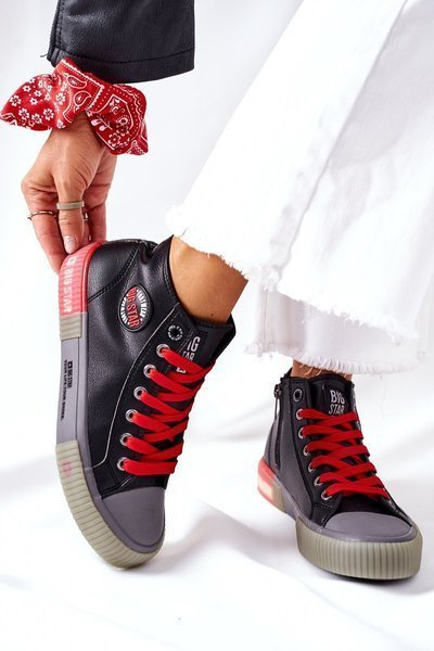 Women's Leather High Sneakers Big Star II274139 Black