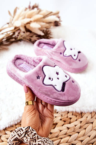 Vaikiškos paminkštintos šlepetės Stars Purple Nelli