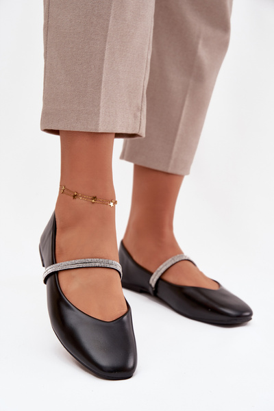 Ballerines Pour Femmes Avec Bandes Brillantes Noires Ilirene