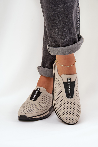 Női Slip-on Cipők Természetes Bőrből S.Barski LR51-672 Bézs