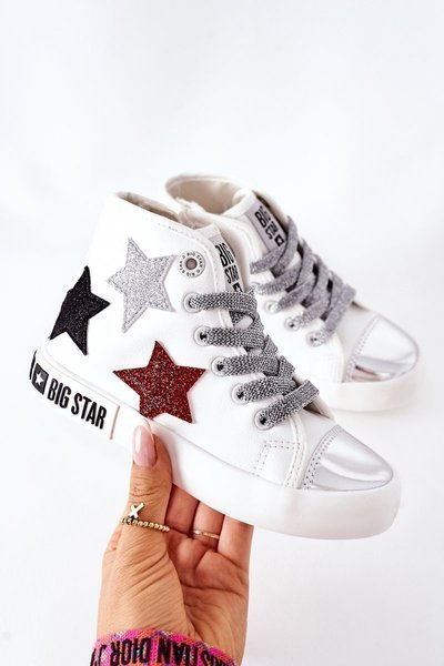 Adidaje înalte pentru copii cu un fermoar Big Star II374029 Alb