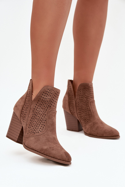 Bottines à trous pour femmes à talon S.Barski HY51-060 marron