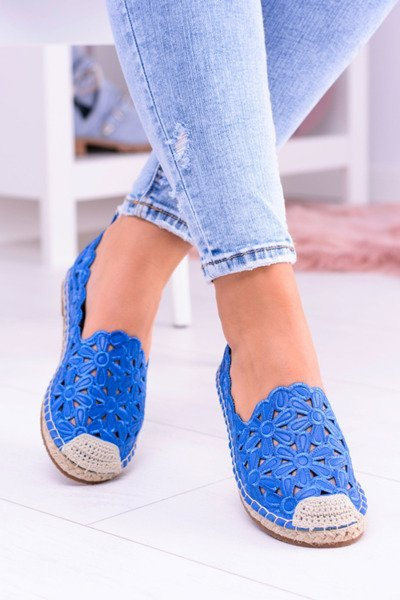 Lu Boo Damen Ballettschuhe Marineblau Espadrilles in Macarena Blumen