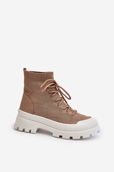 Bottines à enfiler façon chaussette pour femmes Marron Solime