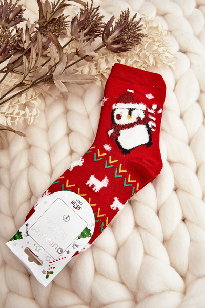 Damensocken mit Pinguin Rot