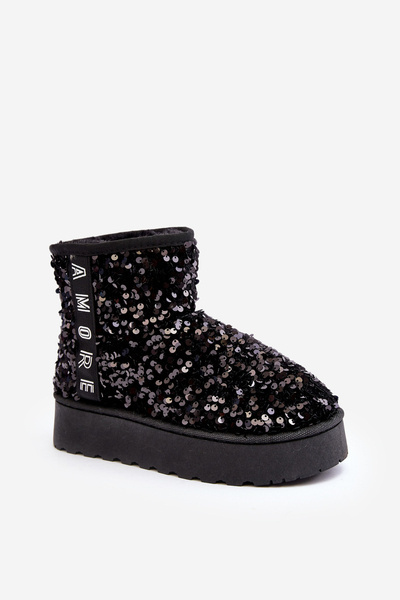 Bottes De Neige Pour Femmes Sur Plateforme Ornées De Strass Noir Silmo