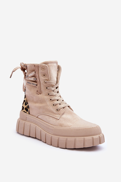 Bottes en daim pour femmes sur plateforme Raftera beige clair