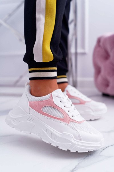 Chaussures Femme Sportives Semelle Épaisse Blanc Rose HighStep