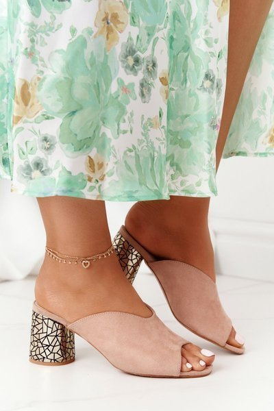 Chaussons à Talons en Daim S.Barski C420-15 Beige
