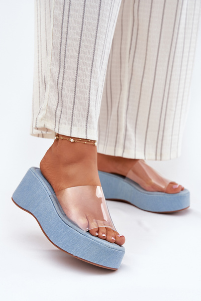 Sandales Femme Avec Sangle Transparente Sur Talon Compensé Jean Meltiana