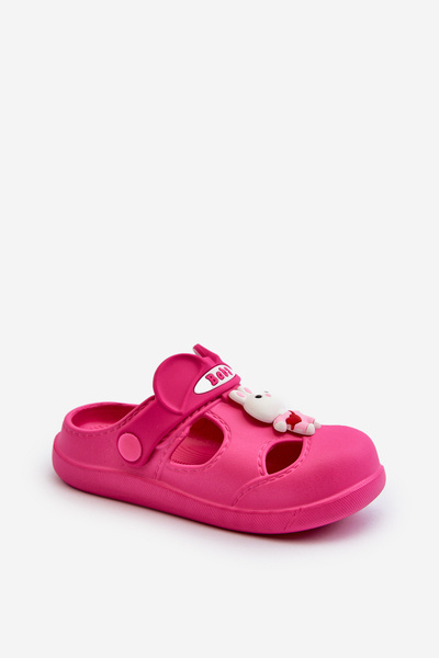Kinder-Pantoletten aus Schaumstoff mit Verzierung in Fuchsia Opleja