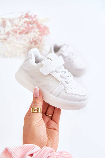 Children's Leather Sport Shoes With Velcro White Angel