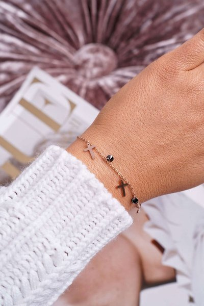 Bracelet Femme Celebrity Or Rose Trois Croix