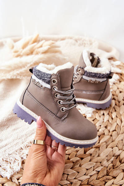 Bottes Isolées Enfant Avec Fourrure Gris Estee