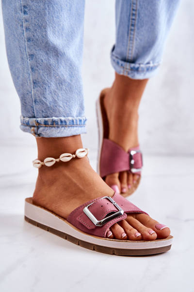 Papuci la modă pentru femei cu o cataramă Inblu CP000031 Pink