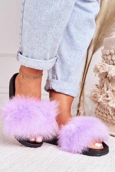 Chaussons Femme Avec Fourrure Violet Belmondo