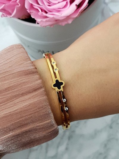 Damen Stahlarmband mit vier Zirkonen Gold Avior