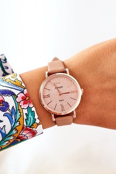 Watch On A Leather Strap Nickel Free ERNEST Nude