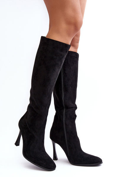Damen Gefütterte Stiefel Mit Keilabsatz Schwarz Isot
