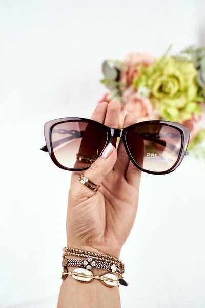 Moteriški akiniai nuo saulės Auksiniai Prius PR-V32 Brown Gradient