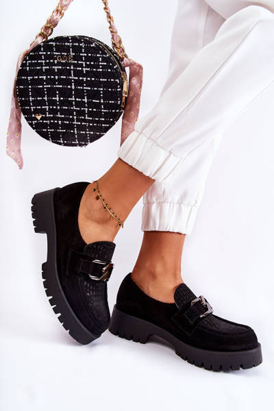 Modische Wildleder Halbschuhe Hell Schwarz Rayhan