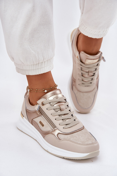 Bőr Sportcipők Sneakers Nők Cipzárral Bézs Lilimia
