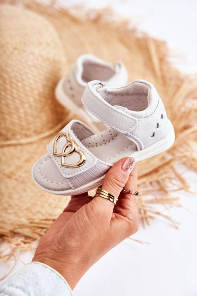 Sandales Enfant En Cuir Avec Velcro Blanc Catia