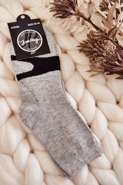 Baumwollsocken für Damen, Schwarz Muster graue