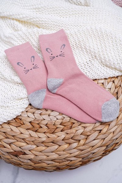 Chaussettes chaudes femme rose avec lapin