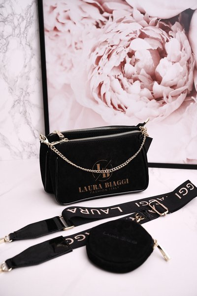 Sac à main pochette avec porte-monnaie rond pour femme LAURA BIAGGI Noir