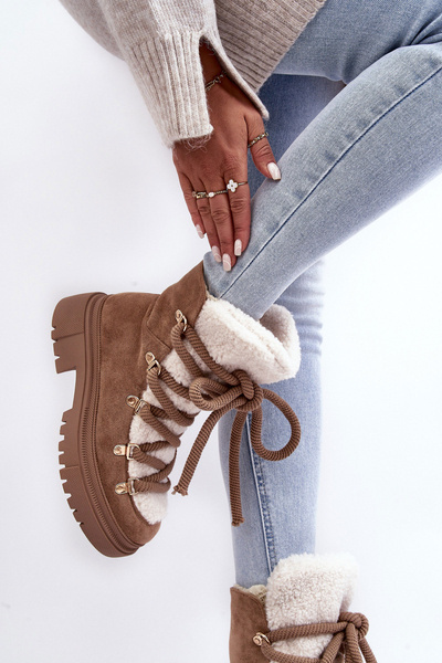 Damen Schneestiefel mit Schnürung Beige Shala