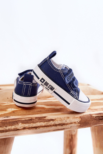 Baskets Enfant En Tissu Avec Velcro BIG STAR KK374081 Bleu marine