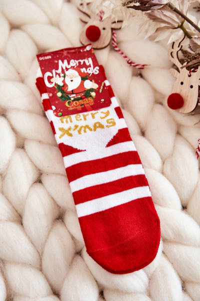 Chaussettes de Noël pour enfants à rayures Cosas Blanc-Rouge