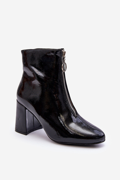 Lacquered Boots with Ornamental Buckle Black Sevil