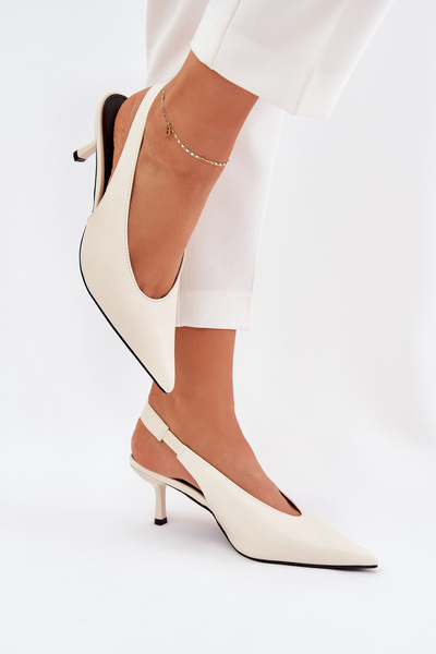 Pumps Mit Offener Ferse Eko Leder Ecru Aricandia