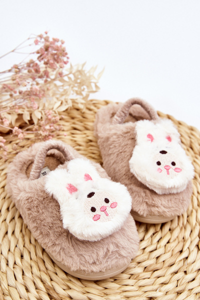 Chaussons Fourrure Enfant Lapin Beige Dicera