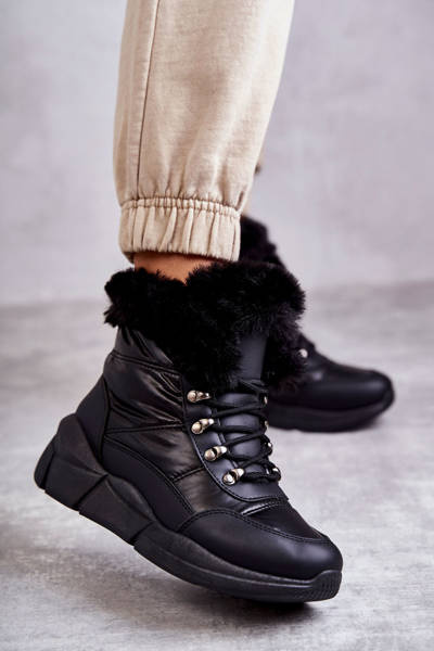 Women's Lace-up Snow Boots Black Anna