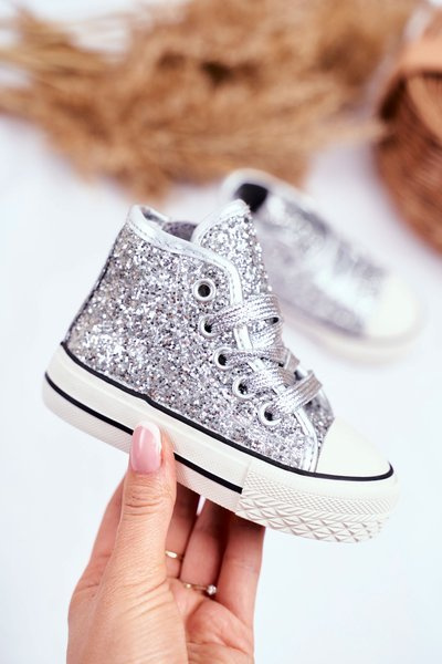 Baskets Enfant À Paillettes Silver Ally